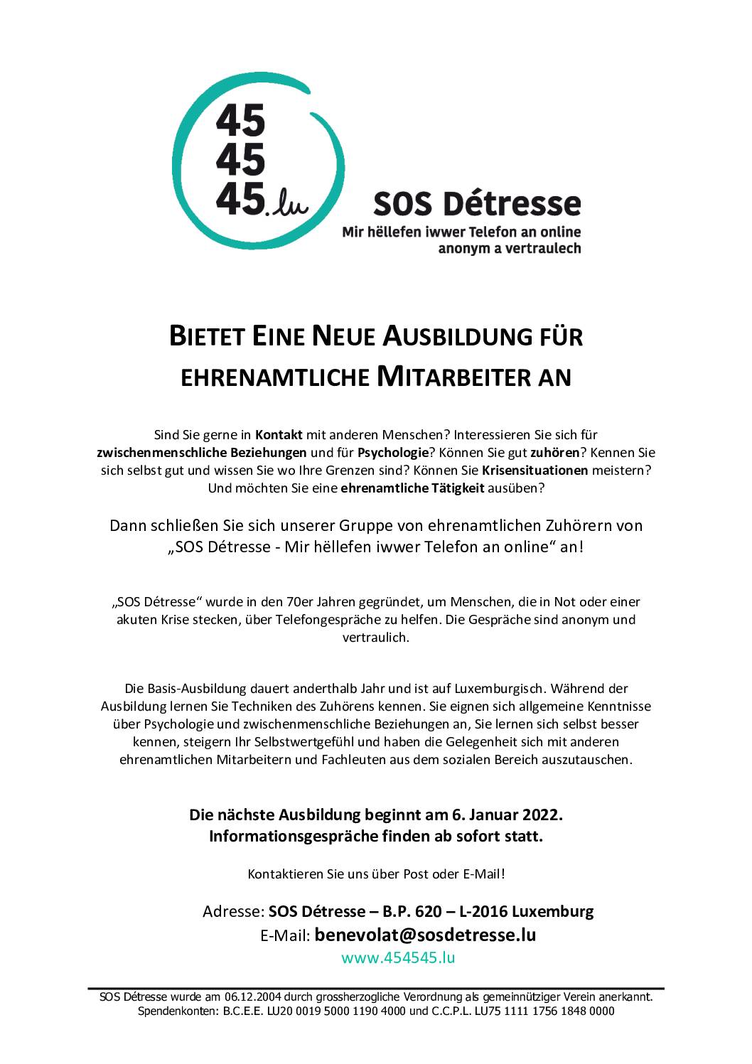 Affiche formation SOS Détresse 2022 DE
