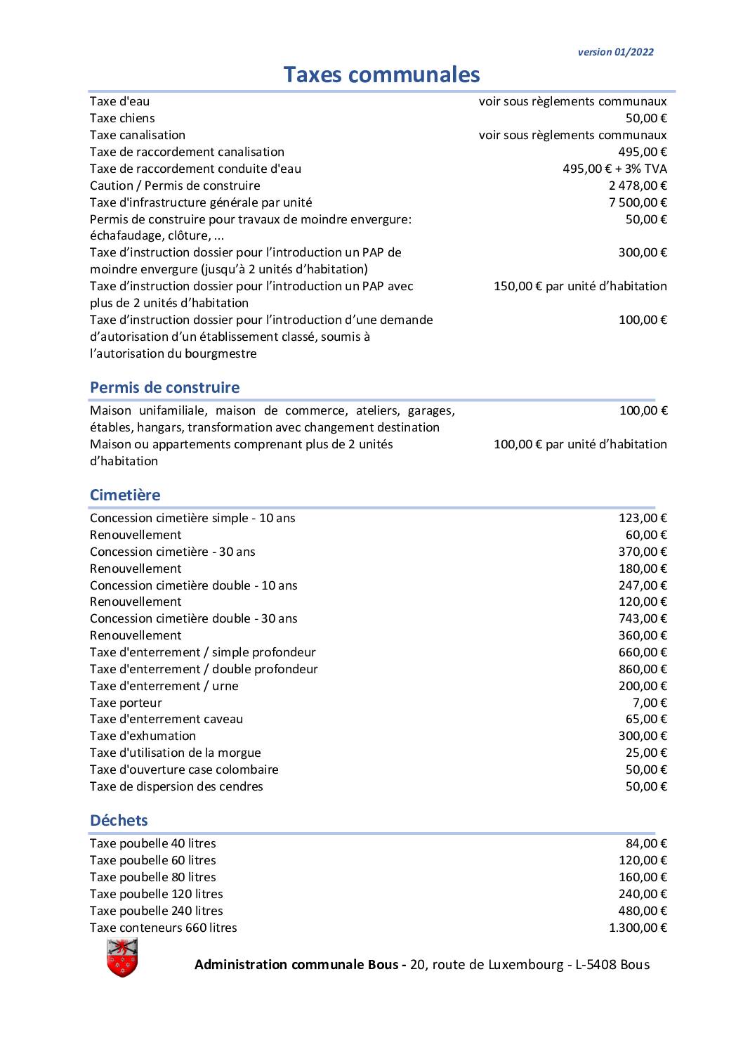 2022 01 Taxes communales
