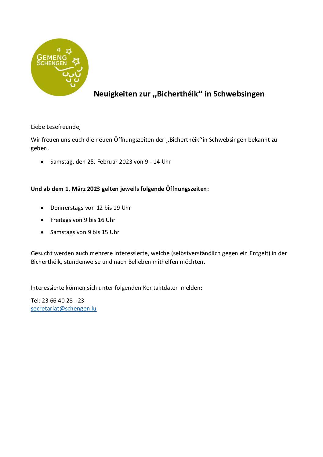 Informationsschreiben bezüglich der Bicherthéik in Schwebsingen (002)